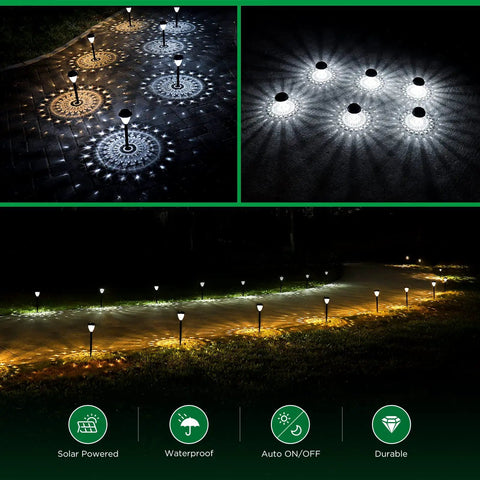 Super Bright Solar Path Lights Outdoor Waterproof 10 Pack Dusk To Dawn Up To 12 Hours Solar Powered Auto On Off LED Landscape Lighting