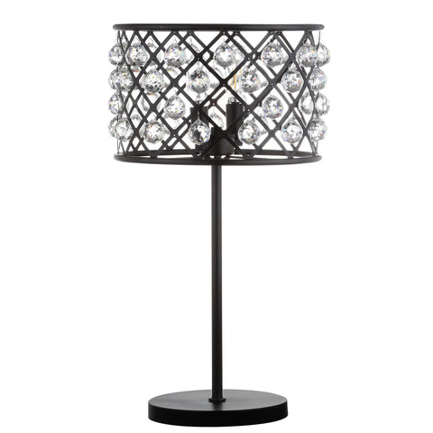 Oil Rubbed Bronze 22.5 Inch Two Light Table Lamp With Crystal Spheres Modern Glam Nightstand Lamp UL Listed LED Bulbs Included Iron And Crystal Finish Perfect Bedroom Or Living Room Accent