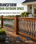 Heavy Duty Weather Resistant Deck Baluster Kit Rock Solid Cast Iron Railing Posts Built Like A Tank With Mounting Hardware For Porch Stairs And Backyard Decks 61 Pack 32 Inches displayed on a wooden deck.