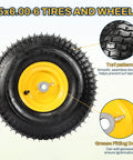 Two Pack 15x6-6 Tire And Wheel Assembly For Riding Lawn Mowers, Beefy Heavy Duty 4 Ply Tubeless Tires, 500 Lb Capacity, yellow hub