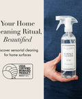 Person holding bottle of Go-To All Purpose Surface Cleaner No 247 Scent That Kicks Dirt On Granite Marble Porcelain And Wood.