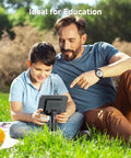 Child using 5 Inch LCD Digital Soldering Microscope With Flexible Stand, 1000X Magnification in a park setting