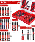 27 Piece Impact Screwdriver Bits Set With Magnetic S2 Steel Tips Phillips Slotted Square Torx in pink storage case