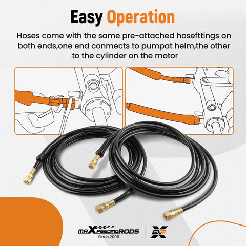 Two 16 Ft Outboard Hydraulic Steering Hose Kit HO5116 for SeaStar Teleflex Systems with pre-attached fittings displayed.