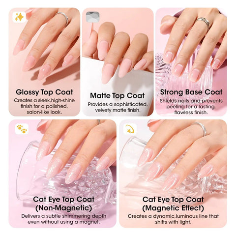 24 Piece Gel Nail Polish Set With 20 All Season Shades Plus Base Coat And Glossy Matte Cateye Top Coat Soak Off UV Cured Nail Kit for manicures