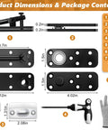 Heavy Duty Hidden Door Pivot Hinge Built To Last With 570 Lbs Capacity And 360 Degree Rotation hardware kit dimensions and contents.