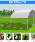 Heavy Duty Large Metal Chicken Coop With Outdoor Run, Waterproof And UV-Resistant Cover, Dome Roof Walk-In Poultry Cage