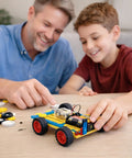 Father and son building solar car from Solar Powered STEM Kit For Kids Ages 8 Through 14 Build Seven In One Models Like A Solar Car And Motor Science Project A Cool Educational Gift For Boys And Girls