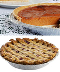 Heavy Duty 5 Inch Mini Pie Pans Pack Of 50 Disposable Aluminum Tart Tins with baked pies on table