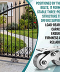 Built Tough Heavy Duty V Shaped Groove Wheel Sliding Gate Casters With Double Bearings And Detachable Brackets For Inverted Tracks and Rolling Door Smooth Rollin Replacement Setup Kit with three-point support structure.