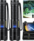 Rechargeable LED Flashlights 99,000 Lumen Super Bright Handheld Lights With 7 Modes Waterproof USB Rechargeable For Camping Home Use Emergency Ready Beam 2 Pack