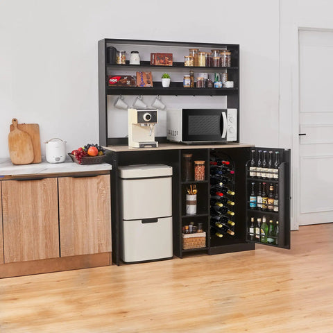 Mini Fridge Cabinet With Storage And Power Outlet Coffee Bar Cabinet With Space For A Mini Fridge And Microwave Shelf