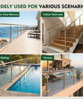 Glass Stair Railing Post System With Stainless Steel 304 Construction for ocean balcony, stairs, pool, terrace