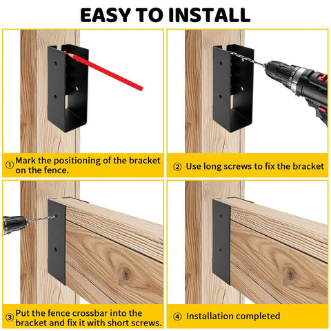Concealed Flange Joist Hanger Brackets For 1.5 By 5.5 Inch Wood Beams U Shaped Steel Connector For Fences Porches Decks And Handrails Heavy Duty Rust Resistant Black Powder Coated 4 Pack