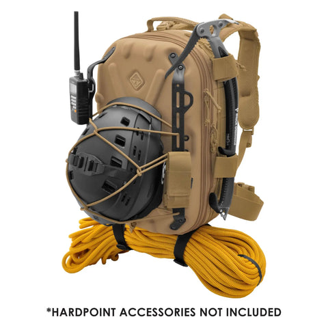 Impact-Resistant Hardshell Camera And Drone Backpack With External Mounting System For Photographers, shown with attached gear