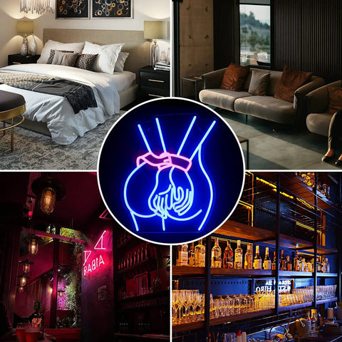 Sexy Woman Neon Sign Wall Light For Home Bar Bedroom Game Room Decor Neon Art in various room settings