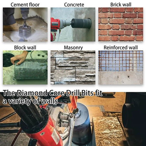Image of 4 Inch Diamond Core Drill Bits With 10 Inch Deep Drilling for concrete, rebar, brick, block, and masonry surfaces.