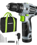 Cordless Drill Driver Kit For Home Projects 12V Lightweight 1.8 Lb With Three Eighths Inch Keyless Chuck Charger And Storage Bag Included