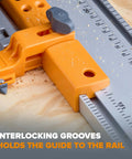 Clamp Edge Jigsaw Guide For Straight Cuts And Steady Tracking, Fits Most Jigsaws, attached to a rail for precise cutting.