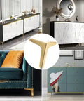 7 Inch Heavy Duty Gold Metal Furniture Legs Set of 8, Triangle Style Sofa Couch Chair Table Cabinet Feet, Modern Gloss Finish