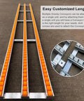 Ace Of The Dock Portable Gravity Conveyor Belt 16 Inch Wide 4 Foot Foldable Frame showing orange rollers for easy setup.