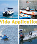 Boats with 10.5 Inch Diameter 11 Pitch Aluminum Outboard Boat Propeller With 14 Spline Hub Right Hand Rotation shown in use.