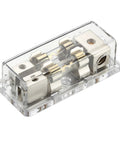 4 To 8 Gauge Car Audio Fuse Holder Fused Distribution Block Converts 4 Gauge In To Two 8 Gauge Out Includes Two 80 Amp Gold Plated Fuses