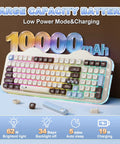 Wireless 98 Key Mechanical Keyboard Offering A Super Cute Cake Inspired Design With Dedicated Numpad Choco Candy Switches Compact Form Factor showing large battery capacity features.