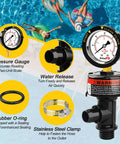 AetralYB manual pool filter air-relief valve with waterproof stainless steel pressure gauge for pool and spa filters
