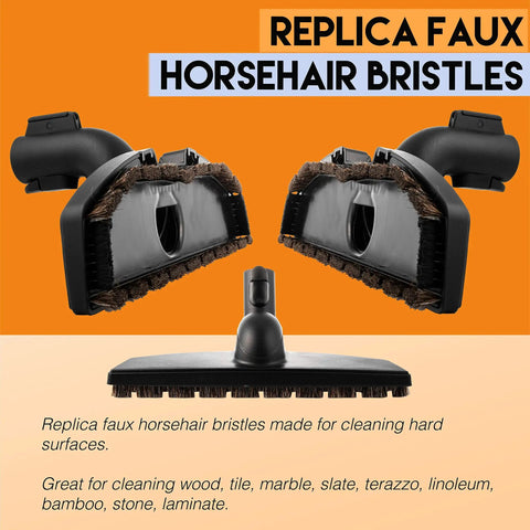 Parquet Floor Brush Replacement 12 Inch Pivoting Head SBB 300-3 with black horsehair bristles for hard surfaces cleaning.