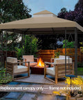 119 Inch By 119 Inch Canopy Replacement Top No Frame For Double Tier Gazebo - Weatherproof Sun Shade Cover Installed in Yard