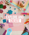 Craft table with Six Shapes 1 Inch Paper Punches For Crafting Scrapbooking And Card Making, surrounded by paper and craft materials.