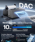 Slick Bluetooth Thermal Label Printer With Intuitive Touchscreen For Quick 4x6 Shipping Labels And Smooth Inventory Workflow Compact Desktop Heavy Hitter Handles Barcodes Daily No Sweat Setup displaying printed labels.