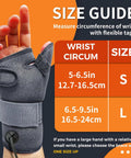 Size guide for Electric Thumb And Wrist Heating Pad For Hand Arthritis And Carpal Tunnel Relief with two size options shown.