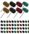 Trendy 100 Piece Mini Buffing Wheel Kit With T-Shaped Design For Drills featuring assorted scouring pad wheels in various colors.