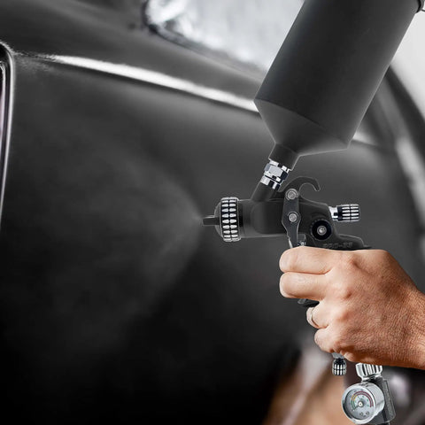 Pro Gear HVLP Spray Gun Total Package With Three Swap Out Nozzle Kits Large Aluminum Cup for smooth auto painting.