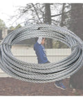 Heavy Duty Five Sixteenth Inch Stainless Steel Zipline Cable For Deck Railing Setup Flexible Seven By Nineteen Wire Rope With Seven Thousand Pounds Breaking Strength Ideal For Hoist Lifting Pulleys And Grinder Applications Custom Cut