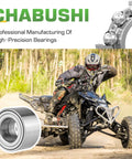 2 Pack Hella Heavy Duty Rear Wheel Bearings Assembly For Polaris Ranger Sportsman RZR XP Crew Trail Riding, No Sweat DIY Replacement Kit, Fits 40X74X40MM, Straight Bolt On OE 3514635 3585502 displayed with quad bike performance.