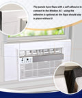 White Vinyl Foam Side Panels For Window AC Units Custom Trim To Fit, detailing adhesive flaps for secure fit around AC unit.