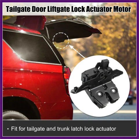 Heavy Duty Rear Liftgate Tailgate Lock Actuator Trunk Latch Motor Replacement For Chevy Tahoe Trax Yukon Xl Buick Encore 2015 2019 mounted on red SUV