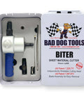 Drill Mounted Dual Head Nibbler Attachment With Steerable Heads For Precision Sheet Metal Cuts, Shop Ready Pro Grade Kit in box