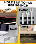 Heavy Duty Hook And Loop Tape Roll With Super Sticky Adhesive Backing Badass Industrial Fastening Strips That Cling Like Crazy And Rip Clean In Black One Inch in various applications: car dashboard, garage, office, and home use.