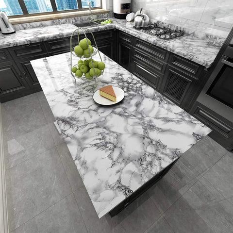 Marble Peel And Stick Wallpaper For Kitchen Countertops Waterproof Self Adhesive Vinyl Wrap Gray Marble Contact Paper 15.8x78.8 inches