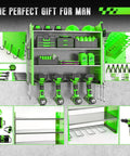 Power Tool Organizer Wall Mount With Charging Station 4 Tier Garage Storage Rack With 4 Cordless Drill Holders Heavy Duty Workshop Organizer In Green Keeps Tools Neat Accessible And Ready To Grab