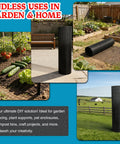 Heavy Duty Black Vinyl Coated Hardware Cloth 1/2 X 48 X 100 Foot 19 Gauge Welded Wire Fence Mesh displayed in a garden.