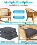 Patio Chair Cushions Set Of 2 19 By 19 By 3 Inch Waterproof Outdoor Seat Cushions With Adjustable Straps And Handles Fade Resistant For Garden Patio Beach Grey shown on wicker chairs.