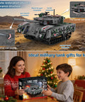 5-In-1 RC Tank Robot Building Set With 389 Pieces Transformable WW2 Military Vehicle Kit displayed with packaging and family