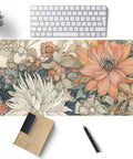 Ultra Large Floral Desk Mat For Gaming And Work 31.5 By 11.8 Inches With Stitched Edges An Extended Mouse Pad For Keyboard And Laptop Non Slip Rubber Base Dope Floral Office Decor For Women And Girls displayed on desk