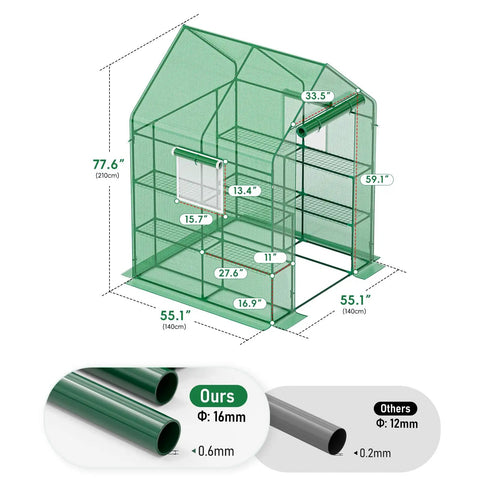 Walk-In Greenhouse With Heavy Duty Steel Frame And Thick PE Cover, 56 By 56 By 78 Inches, Perfect Plant Shelter For Your Garden, Outdoors Or Indoors, Keeps Plants Protected And Growing Strong
