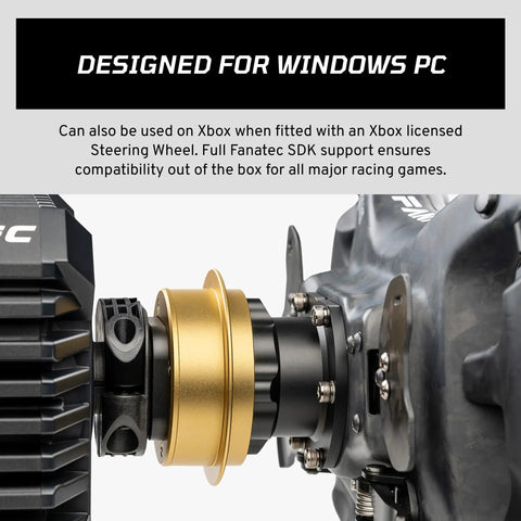 Sim Racing CSL DD QR2 Wheel Base With 5 Nm Direct Drive, Pro Grade Dynamic Force Feedback, QR2 Quick-Release System, Passively Cooled Aluminum Housing, PC Compatible Direct Drive Base For Ultra Responsive Precision, close-up of gold QR2 mount